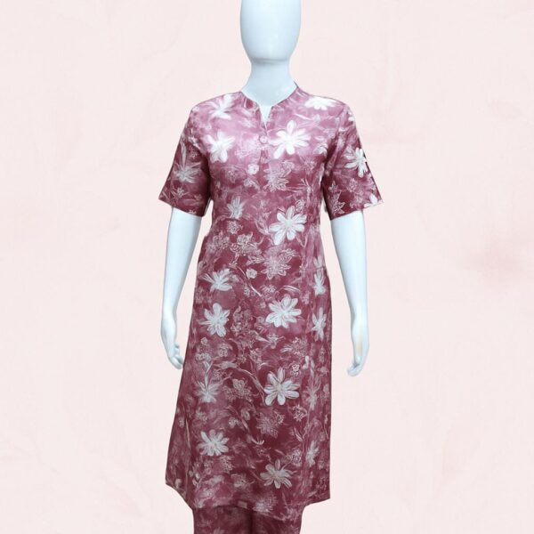 🌸 Magenta Blossom Cotton Kurti Set