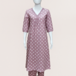 Classic  Mauve Polka Dot Kurti Set
