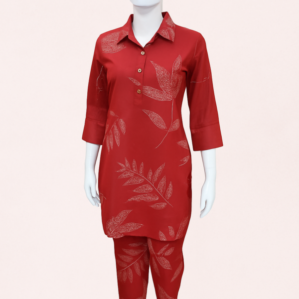Bold & Breezy | Leaf Print Kurti Set