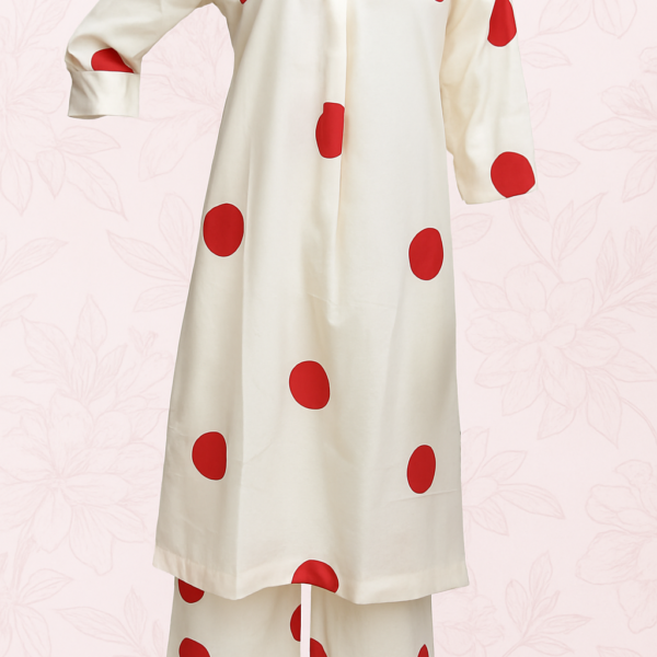 Red Polka Dot Kurti Set