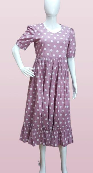 Mauve Polka Dot Midi Dress 🎀✨