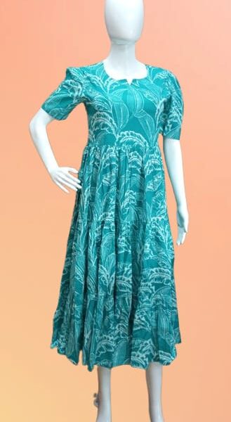  Tropical Teal Flared Dress 🍃🌊