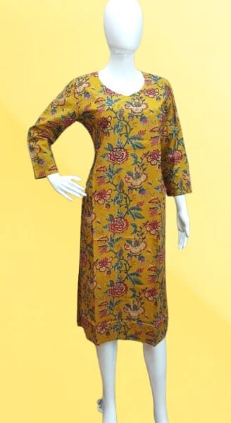 Mustard Floral Kurti 🌻🌺