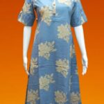 Blue Floral Printed Kurti with Striped Palazzo