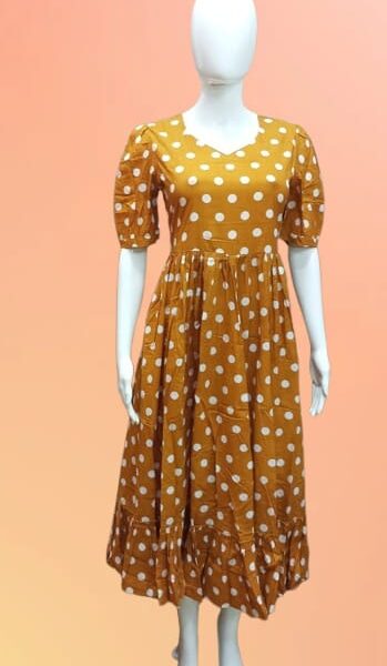Mustard Polka Dot Cotton Dress