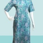 Aqua Blue Printed Cotton Kurta Set