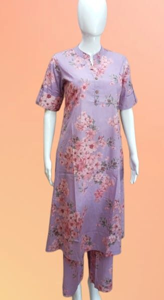 Lavender Floral Kurta Set
