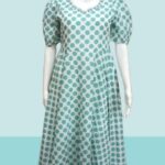 Mint Drops – White Kurti Set with Green Polka Dots