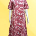 Crimson Leaf – Red Kurti with White Leaf Design