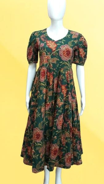 Emerald Bloom – Green Floral Maxi Dress