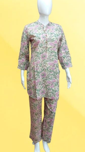 Blooming Breeze – Green Leaves & Pink Floral Co-ord Set