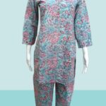 Aqua Blue Floral Print Co-ord Set