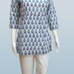 Indigo Leaf Handblock Printed Cotton Kurti
