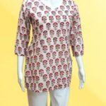 Crimson Leaf Handblock Printed Cotton Kurti