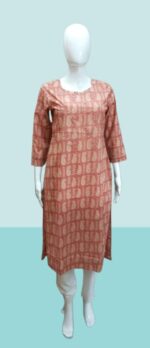 White & Red Floral Straight Kurti - Image 4