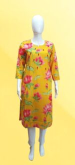 White & Red Floral Straight Kurti - Image 2