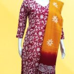 Maroon Bandhani Inspired Suit Set