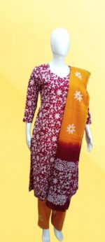 White & Red Floral Straight Kurti - Image 14