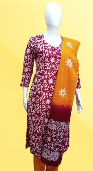 Maroon Bandhani Inspired Suit Set