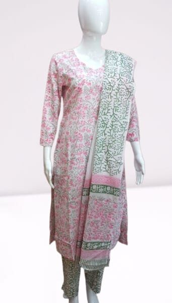 Soft Pink Floral Suit Set (3-Piece)