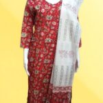 Red Floral Cotton Suit Set