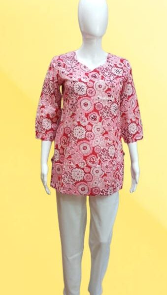Pink Short Printed Kurti