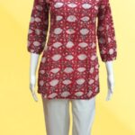 Red Short Printed Kurti