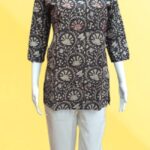 Black Floral Block Print Short Kurti