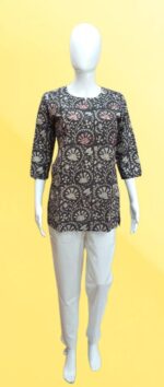 White & Red Floral Straight Kurti - Image 7