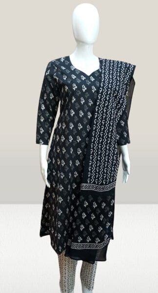 Black & White Ethnic Print Suit Set