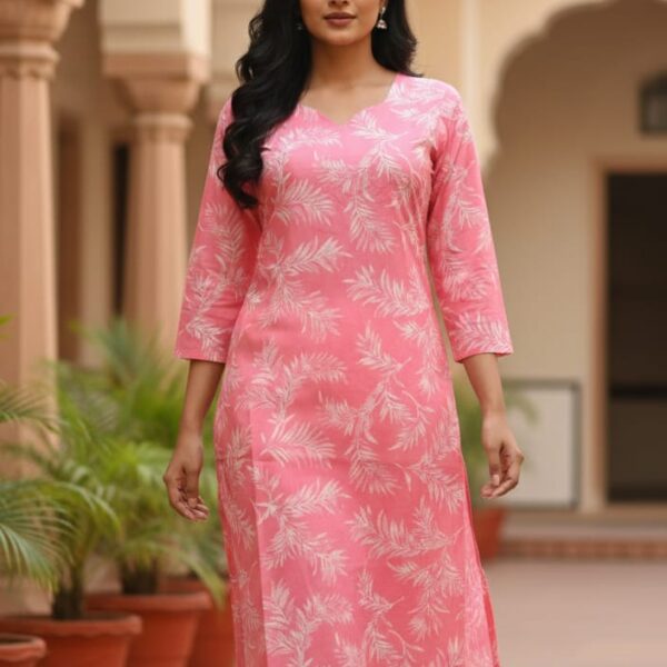 Pink Floral Printed Kurta