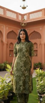 Grey Floral Printed Kurta - Image 19