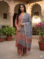 Grey Floral Printed Kurta - Image 15