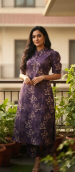 Grey Floral Printed Kurta - Image 11