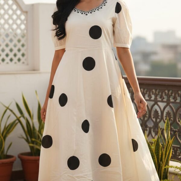 White Polka Dot A-Line Dress