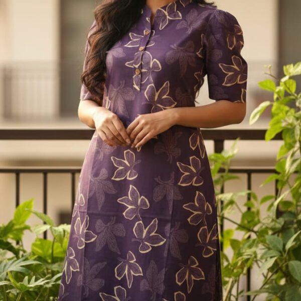 Purple Floral Printed Kurta