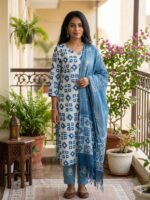 Grey Floral Printed Kurta - Image 8