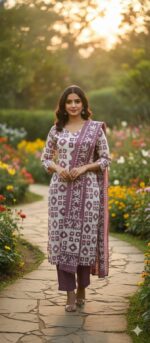 Grey Floral Printed Kurta - Image 5