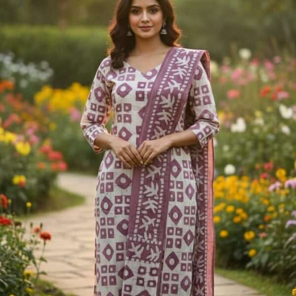 Geometric Printed Kurta Set with Dupatta
