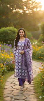Grey Floral Printed Kurta - Image 3