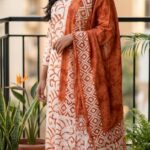 Orange Printed Kurta Set with Dupatta