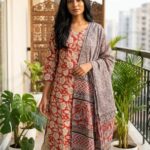 Red Traditional Block Print Kurta Set