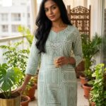 Mint Green Geometric Printed Kurta