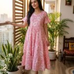 Blush Pink Floral Tiered Dress