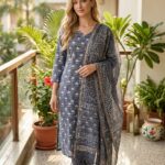 Indigo Handblock Printed Kurta Set
