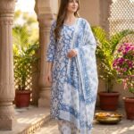 Blue Handblock Cotton Suit Set