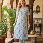 sky Blue Floral Lounge Kurta