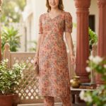 Peach Vintage Floral Midi Set