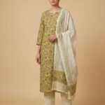 Olive Green & Sage Floral Print Kurta Set