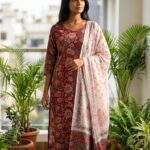 Red Ethnic Print Kurta Set